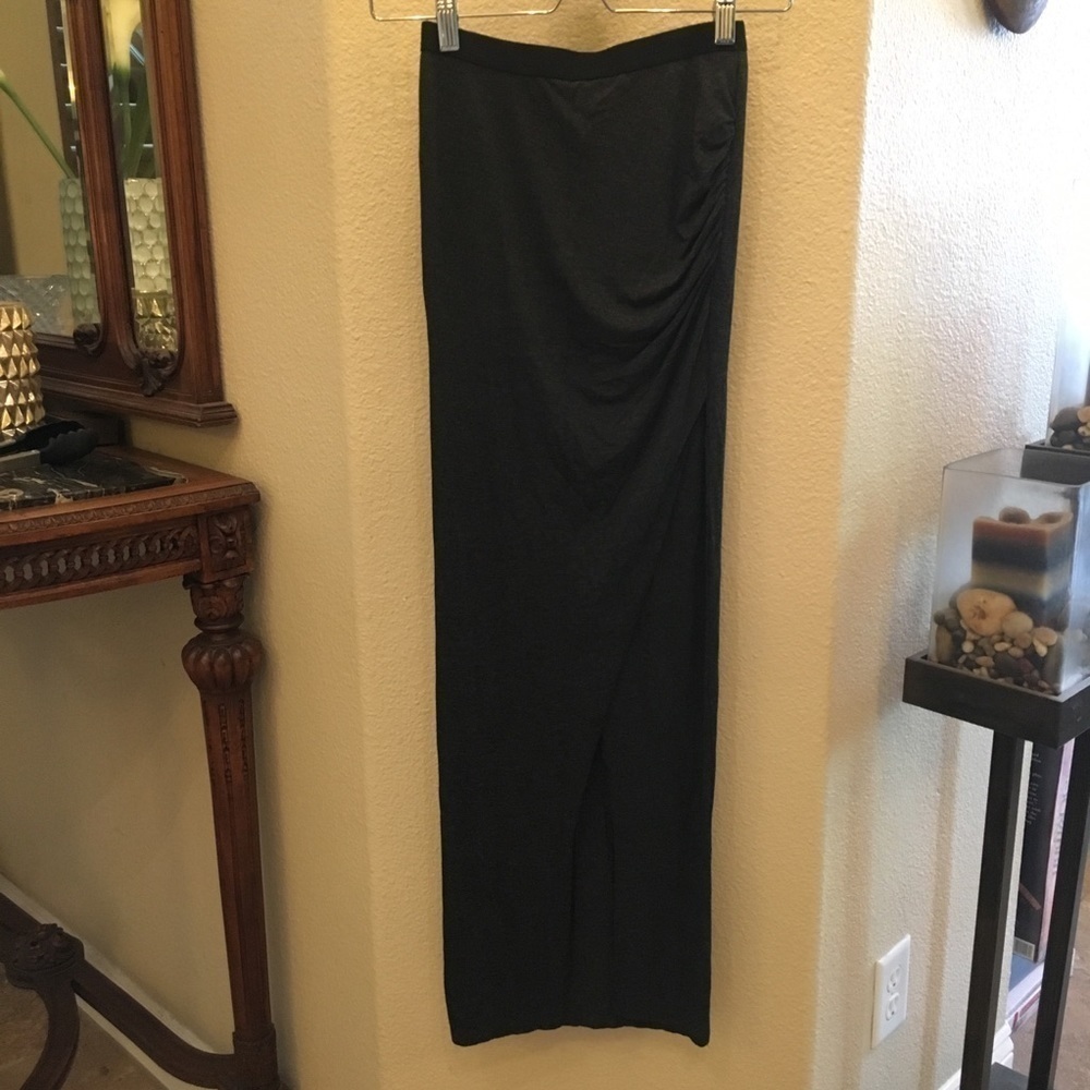 NWT~ZARA Women Dark Gray Maxi Skirt w/ Slit Size Small